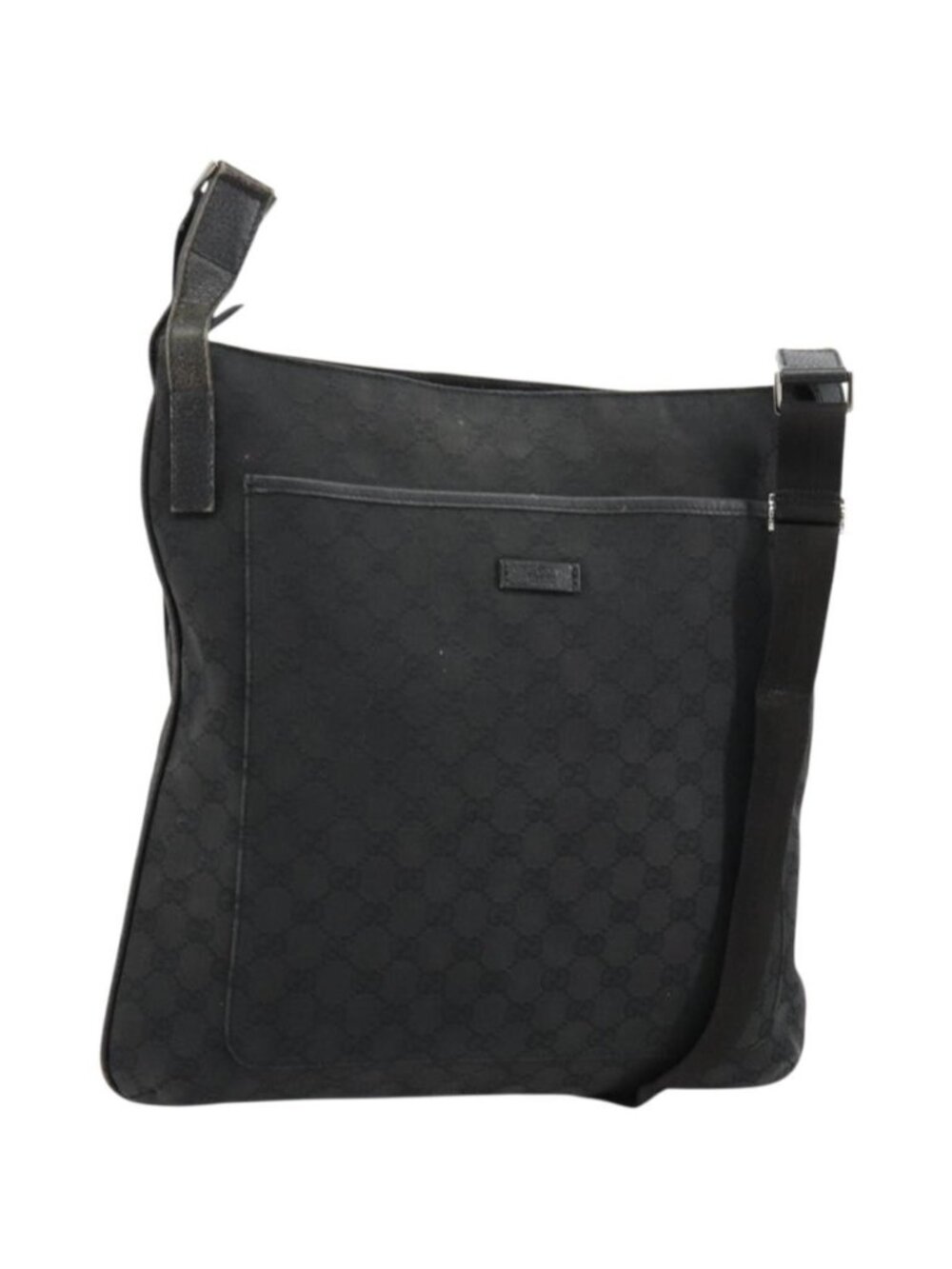 GUCCI GG Canvas Shoulder Bag Black Silver 122791